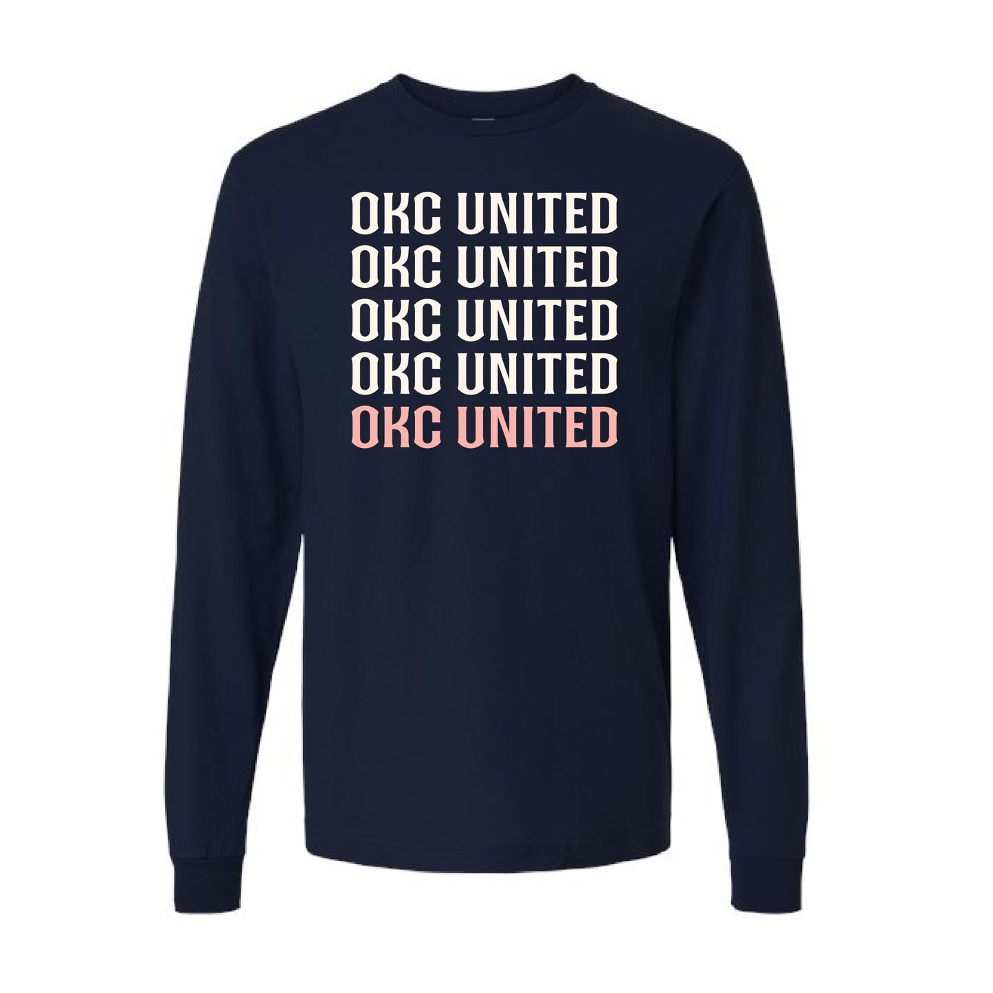 OKC United Repeat Logo Long Sleeve - Navy