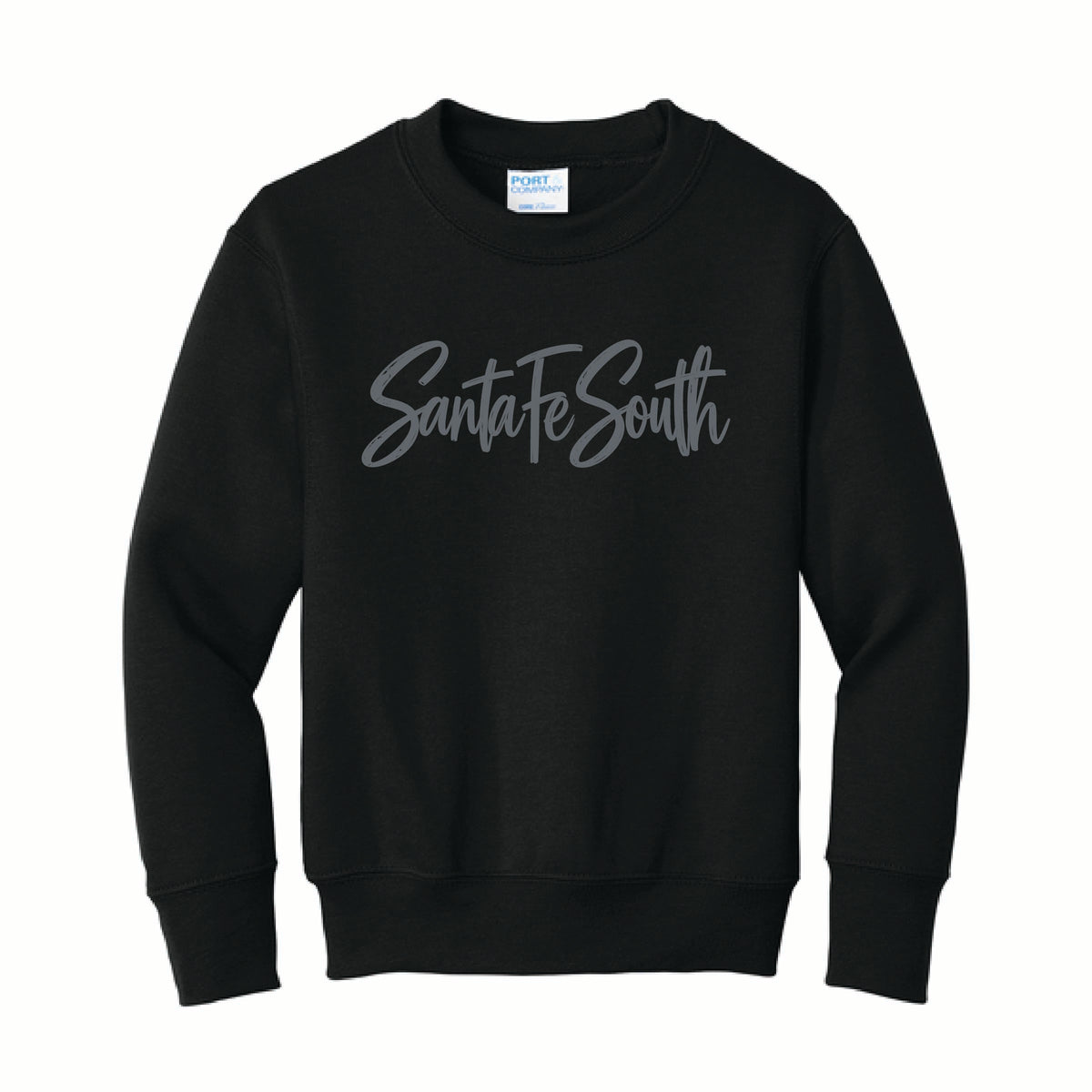 Youth Black and Grey Core Fleece Crewneck Sweatshirt