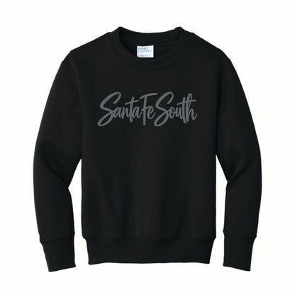 Youth Black and Grey Core Fleece Crewneck Sweatshirt
