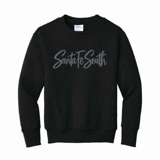 Youth Black and Grey Core Fleece Crewneck Sweatshirt
